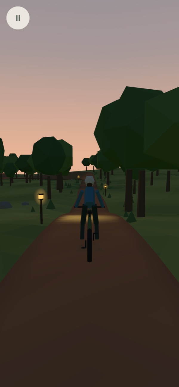 Lanterns glowing along the trail at dusk